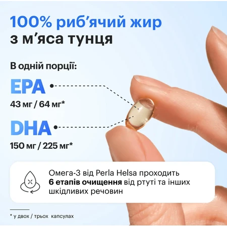 Омега-3 Perla Helsa Kids із тунця з високим рівнем ДГК по 300 мг капсули, №120: ціни та характеристики