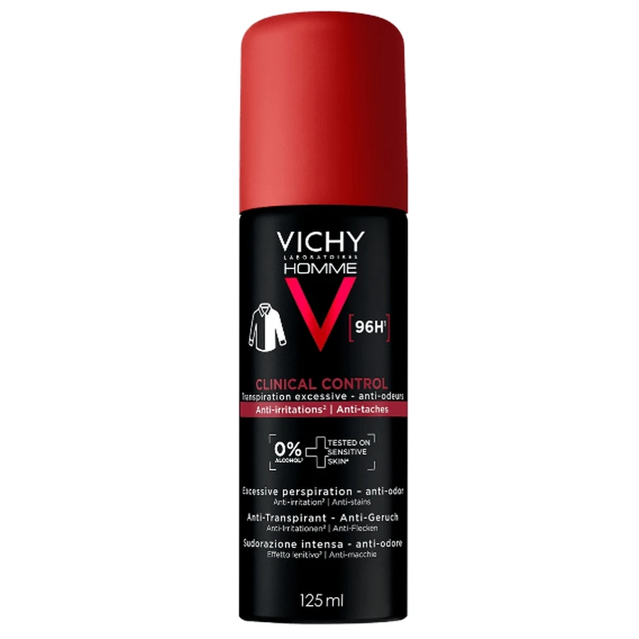Дезодорант спрей Vichy Homme Clinical Control 96 h захист проти надмірного потовиділення, запаху та плям на одязі, 125 мл: ціни та характеристики