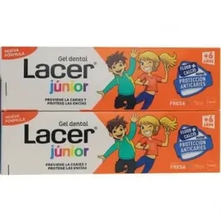 Lacer Duplo Junior Клубничная зубная паста 2х75 мл