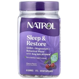 Здоровий сон та відновлення, з мелатоніном, смак вишні, Sleep & Restore, Natrol, 60 жувальних цукерок