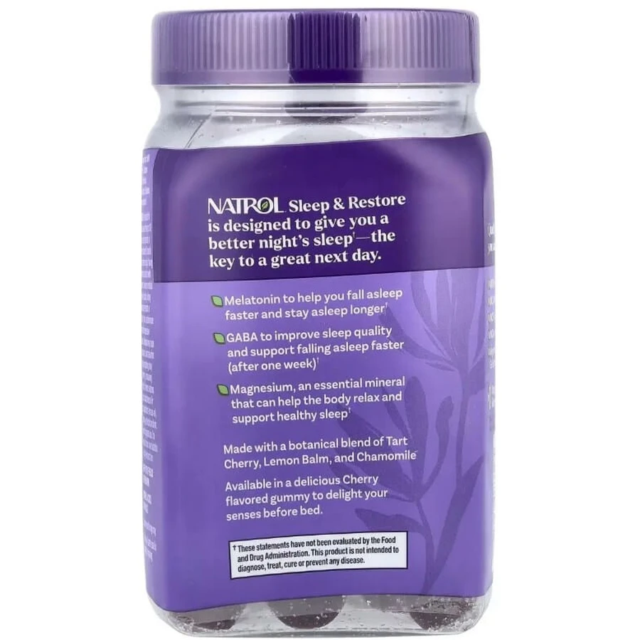 Здоровий сон та відновлення, з мелатоніном, смак вишні, Sleep & Restore, Natrol, 60 жувальних цукерок: ціни та характеристики