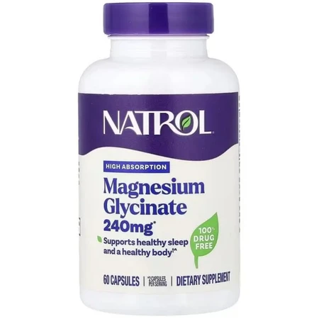 Магний глицинат высокой абсорбции, 240 мг, Magnesium Glycinate, Natrol, 60 капсул: цены и характеристики