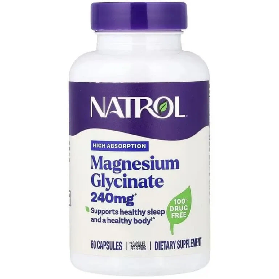 Магний глицинат высокой абсорбции, 240 мг, Magnesium Glycinate, Natrol, 60 капсул: цены и характеристики