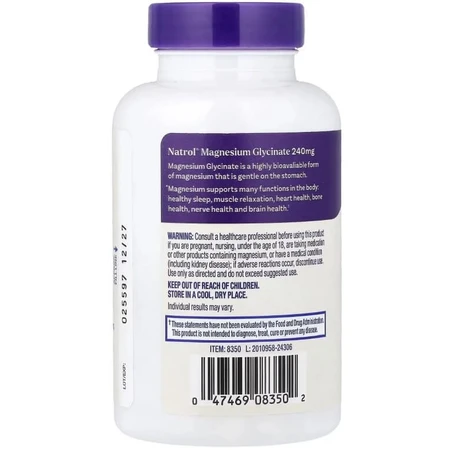 Магний глицинат высокой абсорбции, 240 мг, Magnesium Glycinate, Natrol, 60 капсул: цены и характеристики