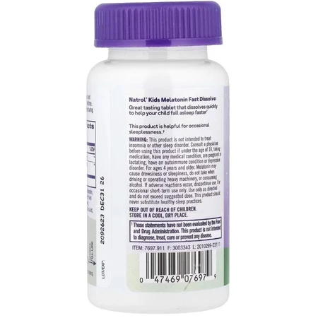 Мелатонин для детей 4+, вкус клубники, Kids, Melatonin, Natrol, 30 таблеток: цены и характеристики