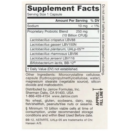 Пробіотики для жінок, 10 млрд КУО, Vegan Fem Dophilus, Advanced, 10 Billion CFU, Jarrow Formulas, 30 вегетеріанських капсул: ціни та характеристики