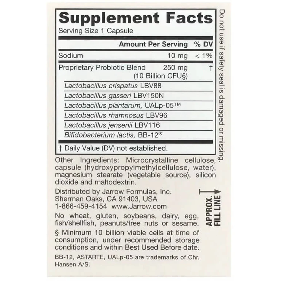 Пробіотики для жінок, 10 млрд КУО, Vegan Fem Dophilus, Advanced, 10 Billion CFU, Jarrow Formulas, 30 вегетеріанських капсул: ціни та характеристики