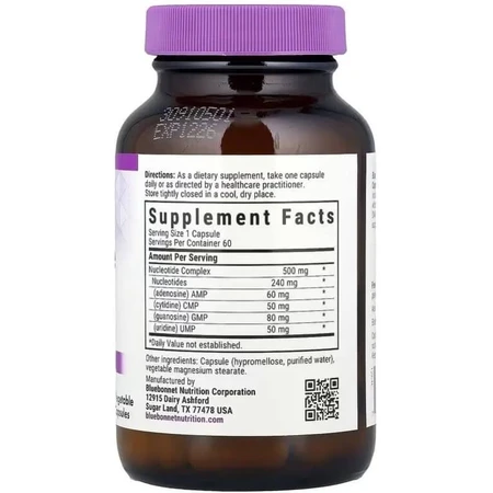 Комплекс нуклеотидів, РНК/ДНК, Nucleotide Complex, RNA/DNA, Bluebonnet Nutrition, 60 вегетаріанських капсул: ціни та характеристики