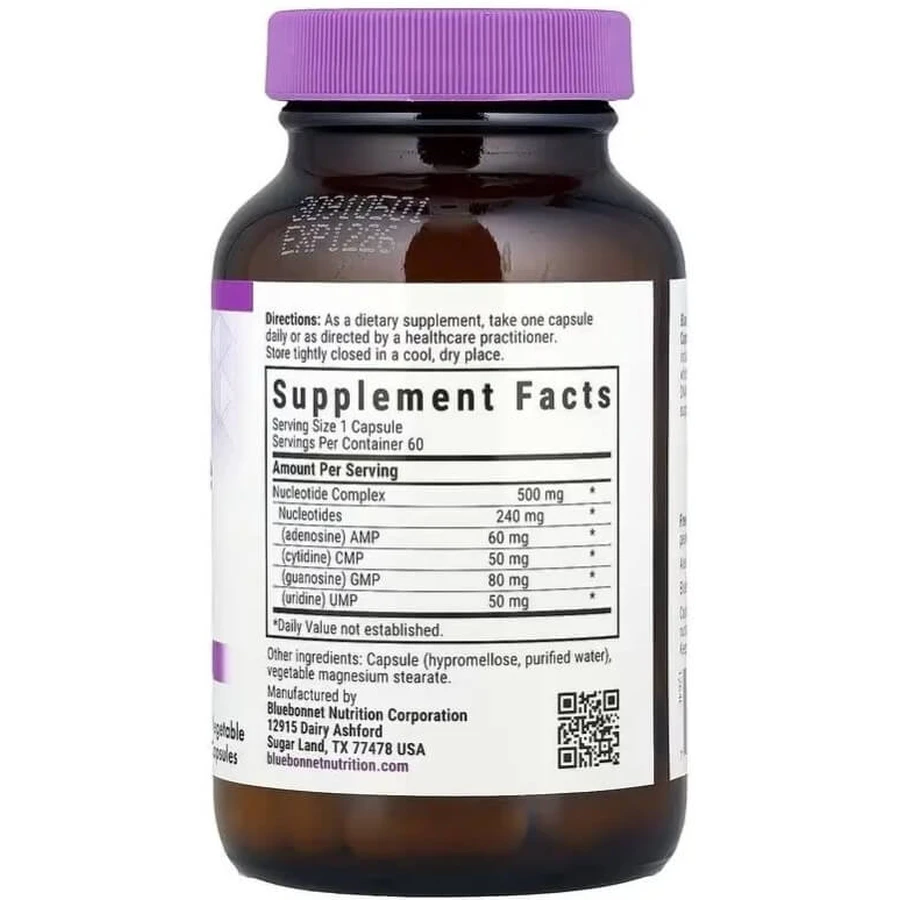Комплекс нуклеотидів, РНК/ДНК, Nucleotide Complex, RNA/DNA, Bluebonnet Nutrition, 60 вегетаріанських капсул: ціни та характеристики