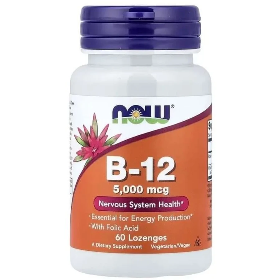 Витамин B12 и Фолиевая кислота, B-12, Now Foods, 60 леденцов: цены и характеристики