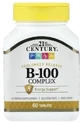 B-Комплекс 100, пролонгированного действия, B-100 Complex, Prolonged Release, 21st Century, 60 таблеток