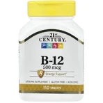 Витамин B12, 500 мкг, Vitamin B-12, 21st Century, 110 таблеток: цены и характеристики