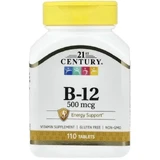 Витамин B12, 500 мкг, Vitamin B-12, 21st Century, 110 таблеток