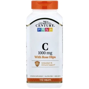 Вітамін C з шипшиною, 1000 мг, Vitamin C with Rose Hips, 21st Century, 110 таблеток