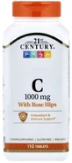 Витамин C с шиповником, 1000 мг, Vitamin C with Rose Hips, 21st Century, 110 таблеток