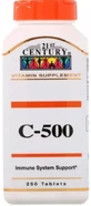 Витамин C, C-500, 500 мг, 21st Century, 250 таблеток