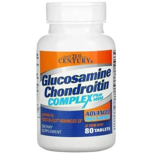 Глюкозамин, хондроитин и МСМ, Glucosamine Chondroitin Complex Plus MSM, Advanced Triple Strength, 21st Century, 80 таблеток