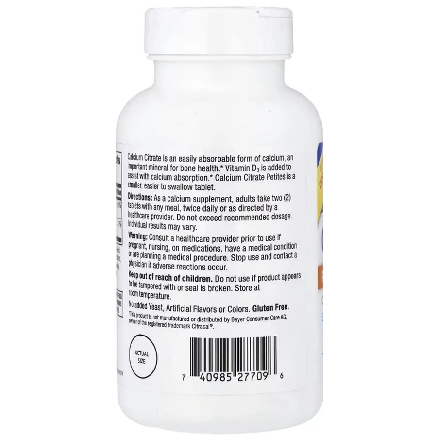 Кальцій цитрат та вітамін D3, Calcium Citrate Petites + D3, 21st Century, 200 таблеток в оболонці: ціни та характеристики