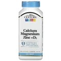 Кальцій, Магній, Цинк та Вітамін D3, Calcium Magnesium Zinc + D3, 21st Century, 250 таблеток