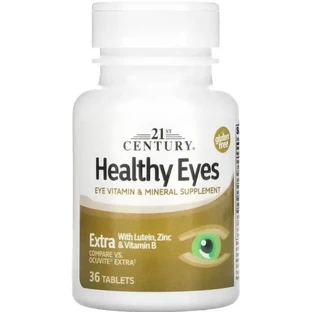 Комплекс для здоров'я очей із лютеїном, цинком та вітаміном B, Healthy Eyes, Extra With Lutein, Zinc & Vitamin B, 21st Century, 36 таблеток