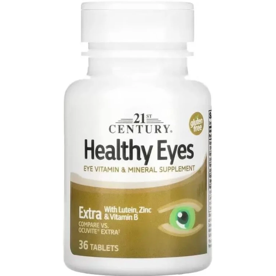 Комплекс для здоров'я очей із лютеїном, цинком та вітаміном B, Healthy Eyes, Extra With Lutein, Zinc & Vitamin B, 21st Century, 36 таблеток: ціни та характеристики