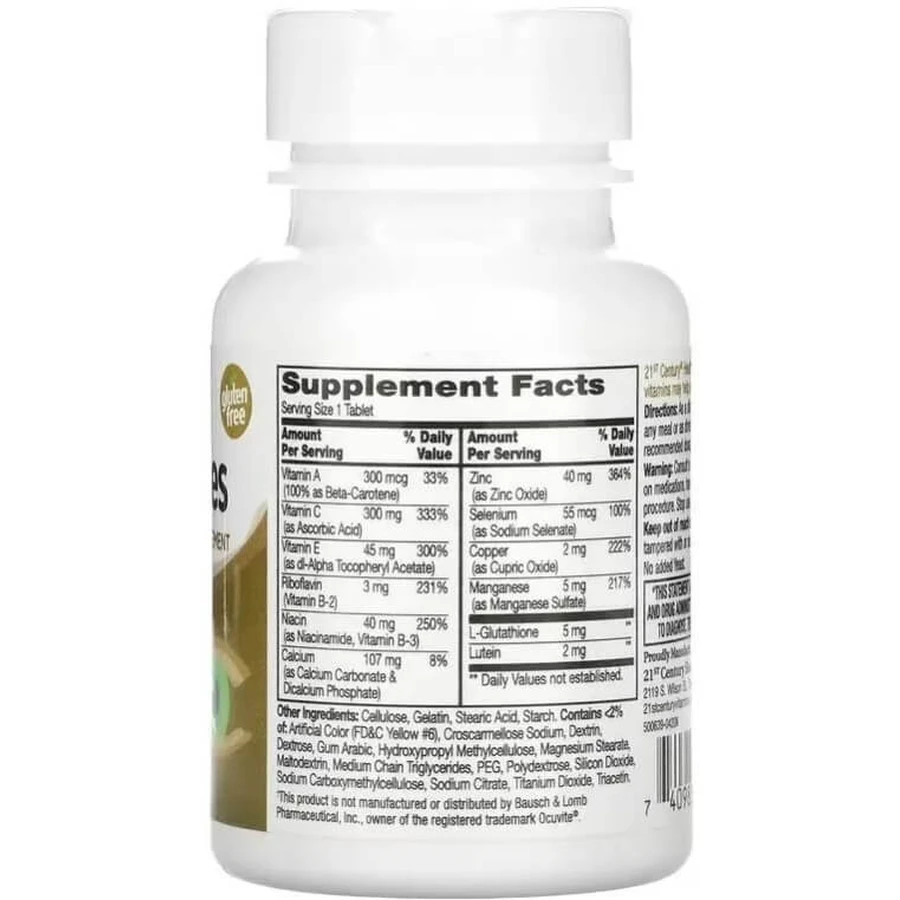 Комплекс для здоров'я очей із лютеїном, цинком та вітаміном B, Healthy Eyes, Extra With Lutein, Zinc & Vitamin B, 21st Century, 36 таблеток: ціни та характеристики