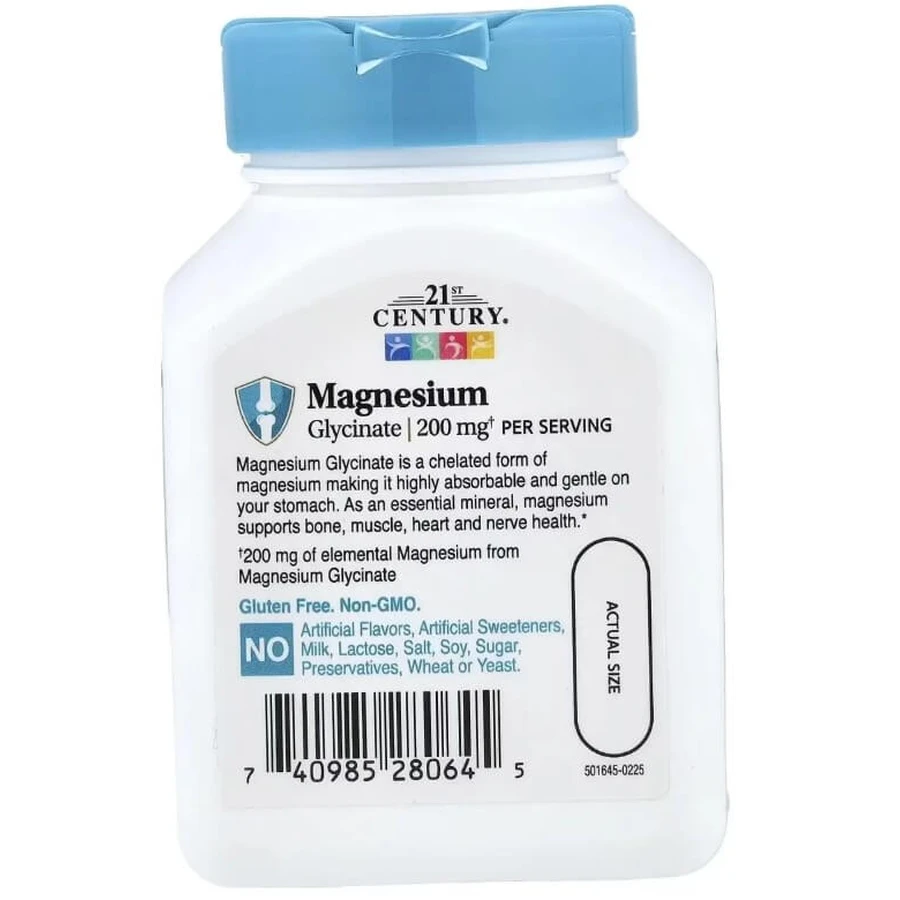 Магній гліцинат, Chelated Magnesium Glycinate, 21st Century, 90 капсул: ціни та характеристики