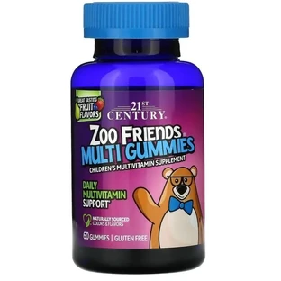 Мультивітаміни для дітей, смак фруктів, Zoo Friends Multi, 21st Century, 60 жувальних цукерок