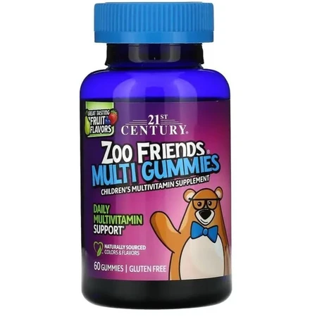 Мультивітаміни для дітей, смак фруктів, Zoo Friends Multi, 21st Century, 60 жувальних цукерок: ціни та характеристики