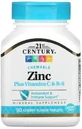 Цинк с витаминами С и В6, вкус вишни, Zinc Plus Vitamins C &amp; B-6, 21st Century, 90 жевательных таблеток