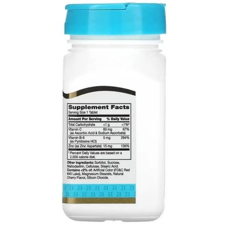 Цинк з вітамінами С і В6, смак вишні, Zinc Plus Vitamins C&B-6, 21st Century, 90 жувальних таблеток: ціни та характеристики