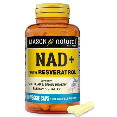 NAD+ с ресвератролом, NAD+ Supplement with Resveratrol, Mason Natural, 60 вегетарианских капсул: цены и характеристики