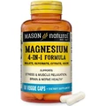 Комплекс магнію, 400 мг, Magnesium 4-in-1 Complex, Mason Natural, 60 вегетаріанських капсул