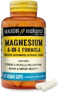 Комплекс магнію, 400 мг, Magnesium 4-in-1 Complex, Mason Natural, 60 вегетаріанських капсул