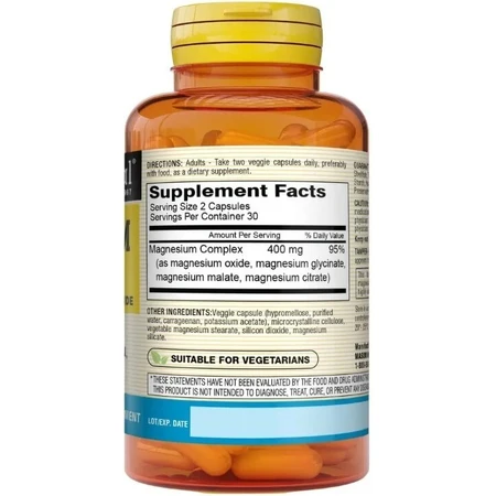 Комплекс магнію, 400 мг, Magnesium 4-in-1 Complex, Mason Natural, 60 вегетаріанських капсул: ціни та характеристики