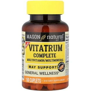 Мультивитамины и мультиминералы, Vitatrum Complete, Mason Natural, 150 каплет