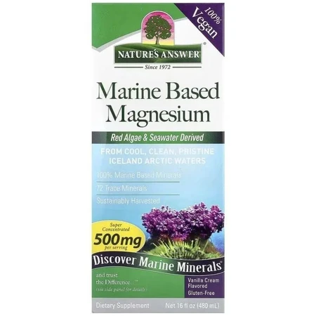 Магний на морской основе, 500 мг, вкус ванили, Marine Based Magnesium, Nature's Answer, 480 мл: цены и характеристики