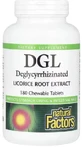 Солодка (Лакрица), деглицирризиновый экстракт корня, DGL, Deglycyrrhizinated Licorice Root Extract, Natural Factors, 180 жевательных таблеток