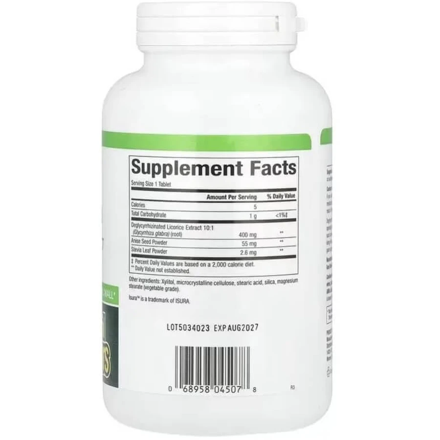 Солодка (Лакрица), деглицирризиновый экстракт корня, DGL, Deglycyrrhizinated Licorice Root Extract, Natural Factors, 180 жевательных таблеток: цены и характеристики