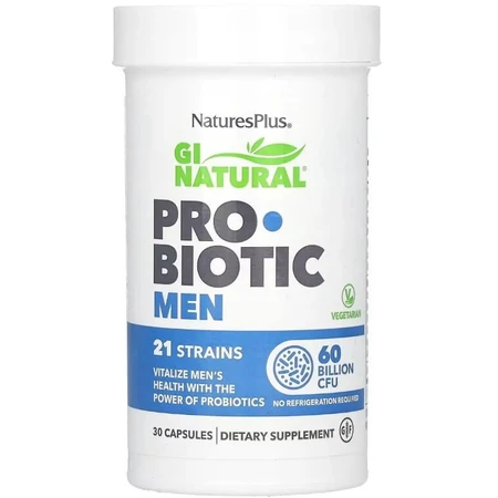 Пробиотик для мужчин, 60 млрд КОЕ, GI Natural, Probiotic Men, Natures Plus, 30 капсул: цены и характеристики