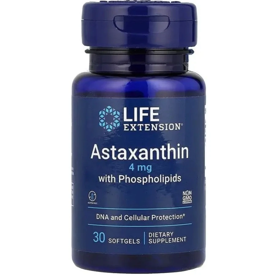 Астаксантин з фосфоліпідами, 4 мг, Astaxanthin with Phospholipids, Life Extension, 30 гелевих капсул: ціни та характеристики
