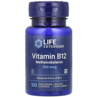 Вітамін B12, Метилкобаламін, 500 мкг, смак полуниці, Vitamin B12, Methylcobalamin, Life Extension, 100 жувальних таблеток