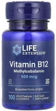 Витамин B12, Метилкобаламин, 500 мкг, вкус клубники, Vitamin B12, Methylcobalamin, Life Extension, 100 жевательнх таблеток