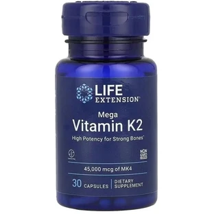 Вітамін К2, 45 мг, Mega Vitamin K2, Life Extension, 30 капсул