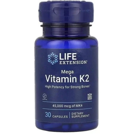 Вітамін К2, 45 мг, Mega Vitamin K2, Life Extension, 30 капсул: ціни та характеристики