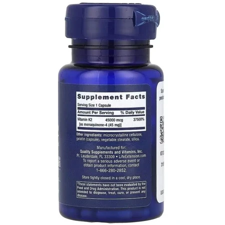 Вітамін К2, 45 мг, Mega Vitamin K2, Life Extension, 30 капсул: ціни та характеристики