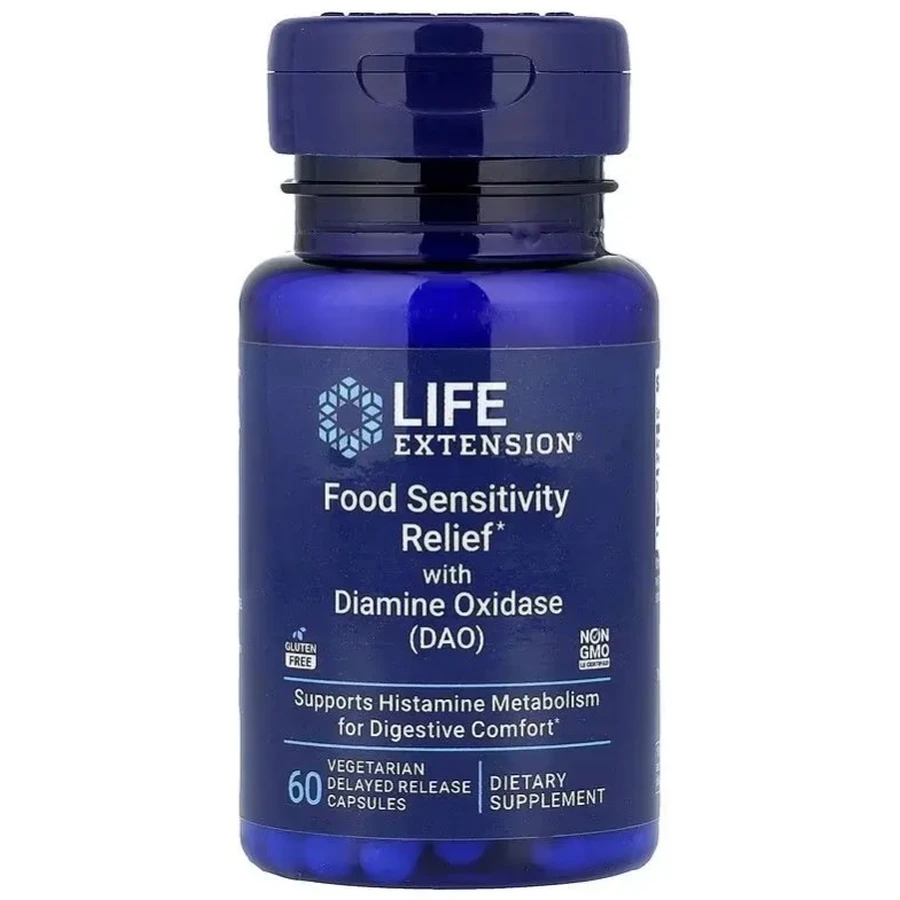 Підтримка травлення з діамінооксидазою, Food Sensitivity Relief with Diamine Oxidase (DAO), Life Extension, 60 вегетаріанських капсул: ціни та характеристики