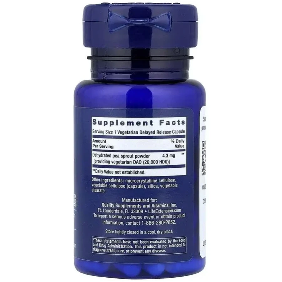 Підтримка травлення з діамінооксидазою, Food Sensitivity Relief with Diamine Oxidase (DAO), Life Extension, 60 вегетаріанських капсул: ціни та характеристики