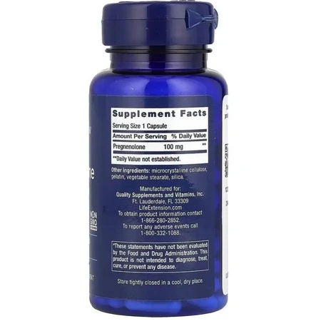 Прегненолон 100 мг, Pregnenolone Life Extension, 100 капсул: ціни та характеристики