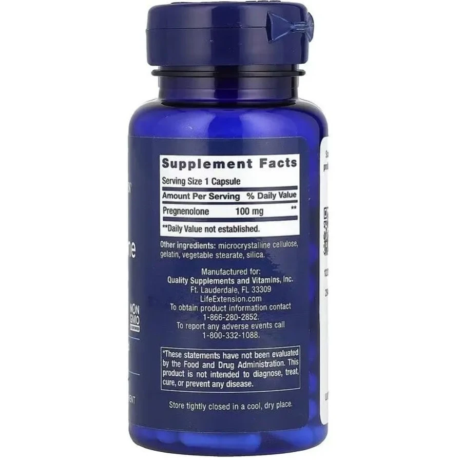 Прегненолон 100 мг, Pregnenolone Life Extension, 100 капсул: ціни та характеристики